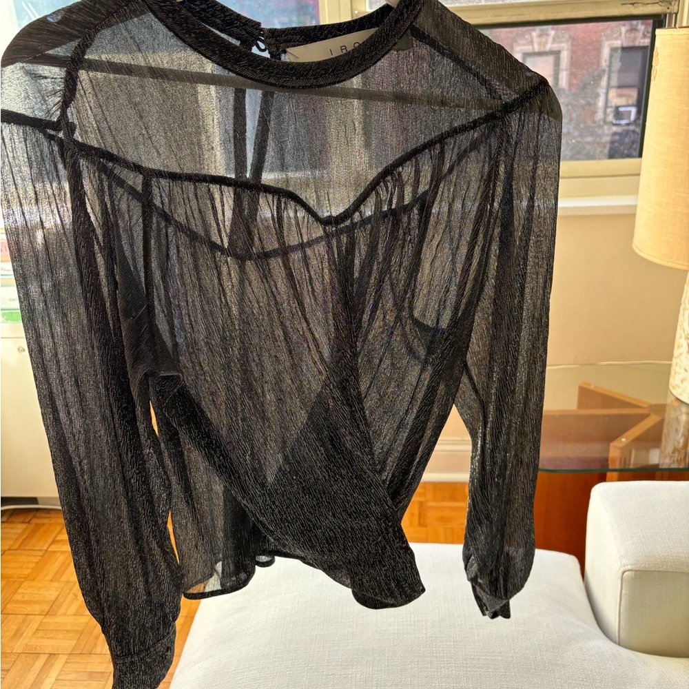 IRO Silver/black Sheer Blouse